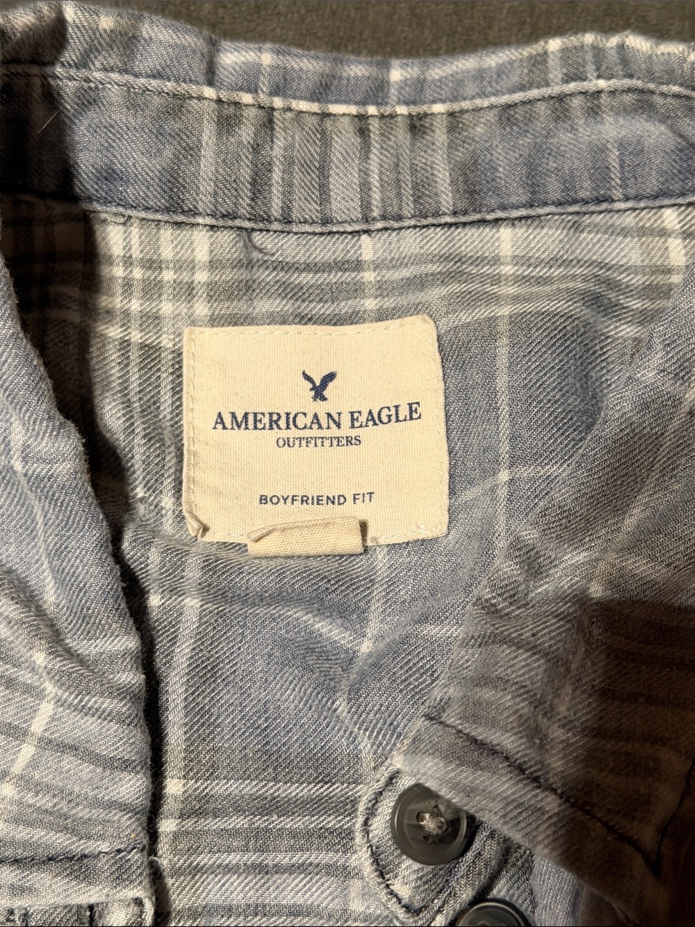 Light Blue Plaid Women’s Button-Up Shirt - Picture 2 of 3